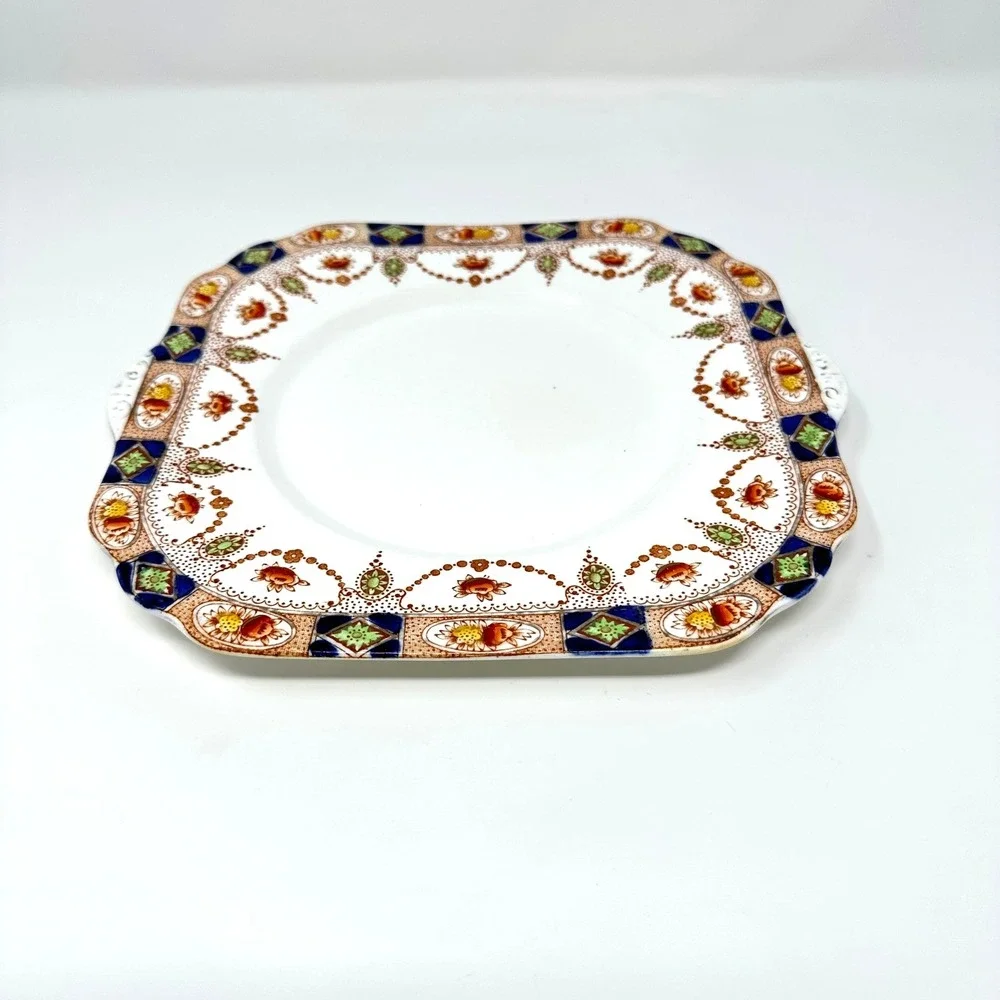 Vintage Gladstone China Imari Floral Square Plate‎ 9 Inch England